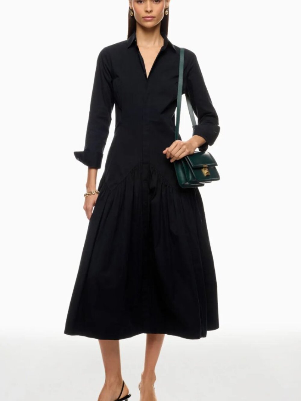 Polo Ralph Lauren Black Long Sleeve Day Dress Women's Button Front Maxi Dress